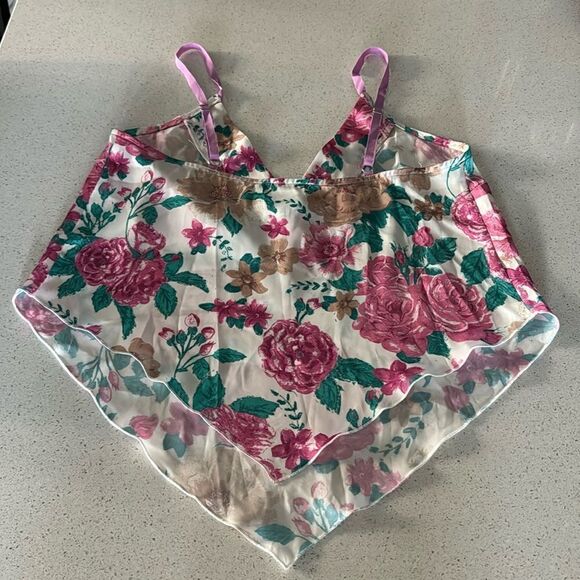 NWOT Free People Cami Floral Hanky Style Adjustable Straps Tank V Neck Pink Boho - Picture 6 of 13